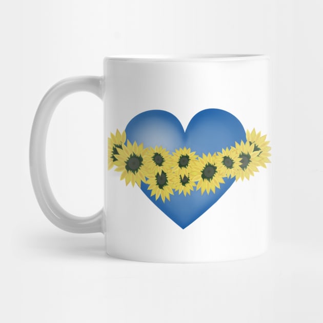 Sunflowers and heart. Love and flowers. Blue and yellow by KateQR